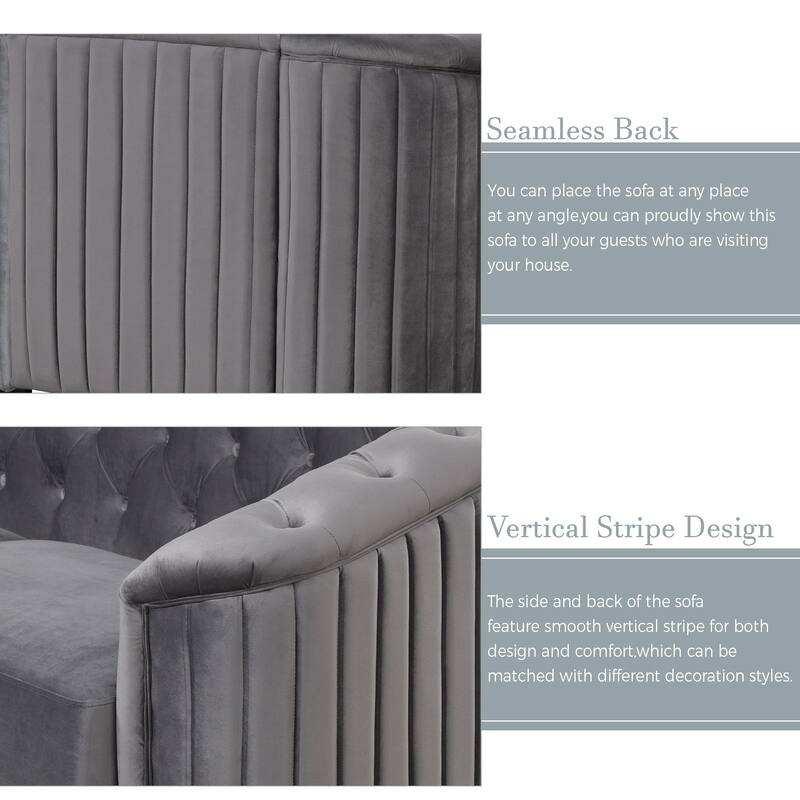 3 Pieces Modern elvet Upholstered Living Room Sofa Set Sectional