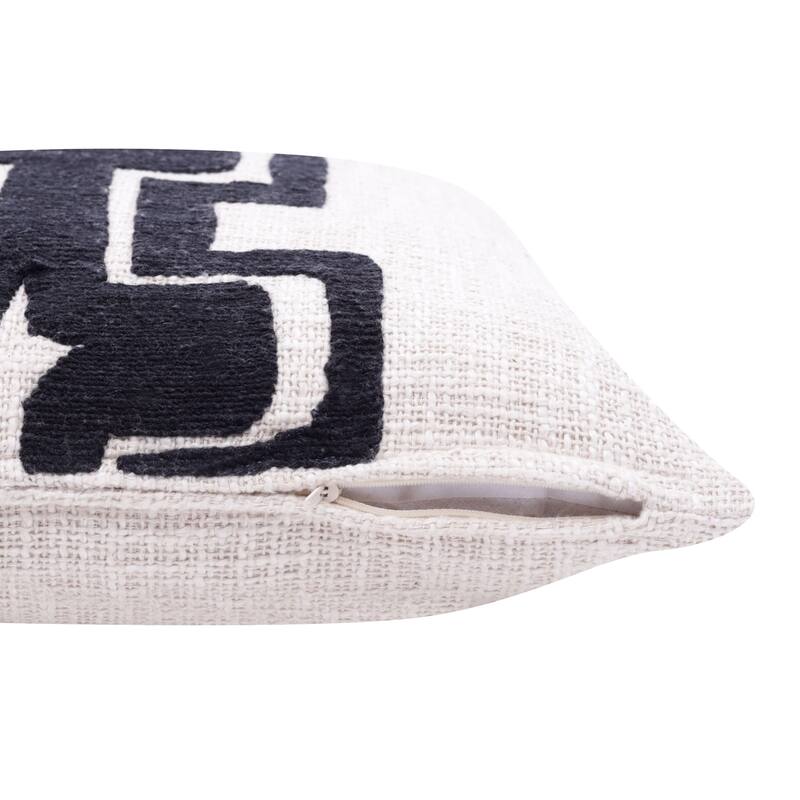 Handmade Geometric Striped Decorative Square Throw Pillow - 20" - Black and Ivory