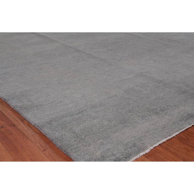 Hand Knotted Oriental 100% Wool Carpet Modern Solid Greys & Charcoal Gabbeh Area Rug - 13' 3'' X 10' 0''