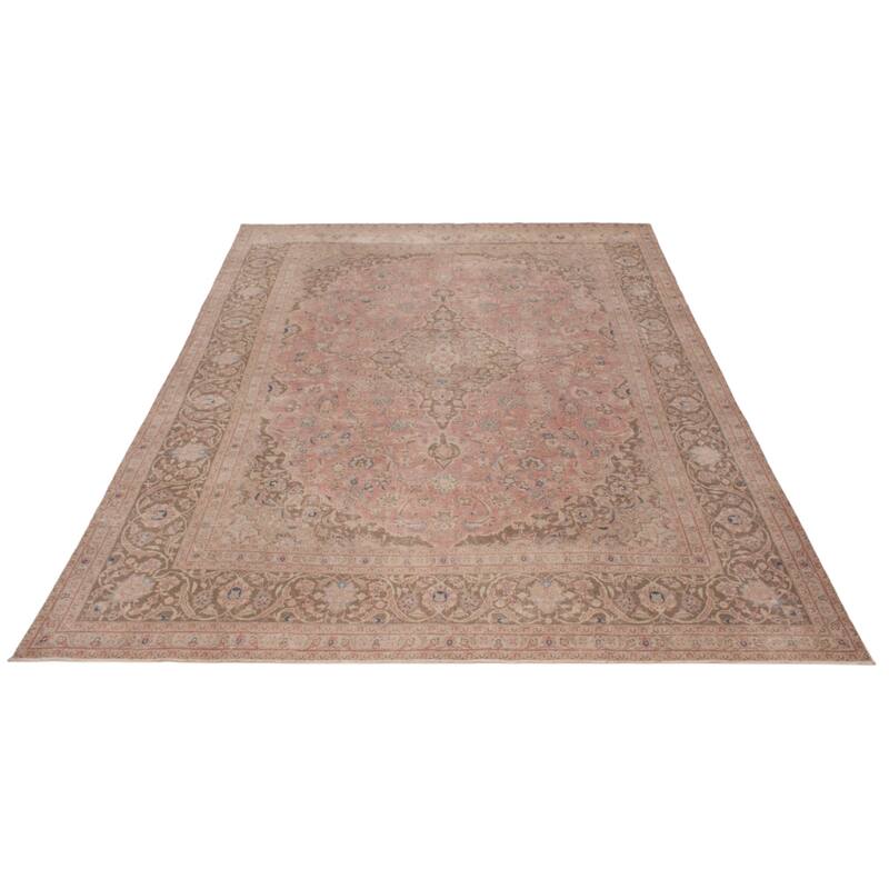 ECARPETGALLERY Hand-knotted Antalya Vintage Salmon Wool Rug - 9'6 x 12'5