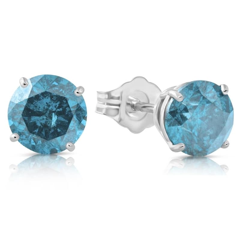 1 5/8ct Blue Diamond Studs White Gold