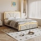preview thumbnail 3 of 15, Full Size Upholstered Platform Bed with Curve Shaped and Height-adjustbale Headboard,LED Light Strips