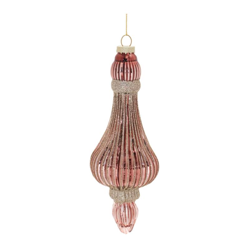 Ribbed Glass Drop Christmas Ornaments - 7.5" - Gold - 6ct