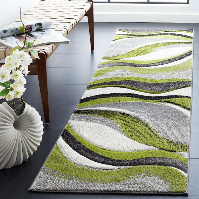SAFAVIEH Hollywood Deep Mid-Century Modern Abstract Rug - 2'3" x 14' Runner - Grey/Green - Runner
