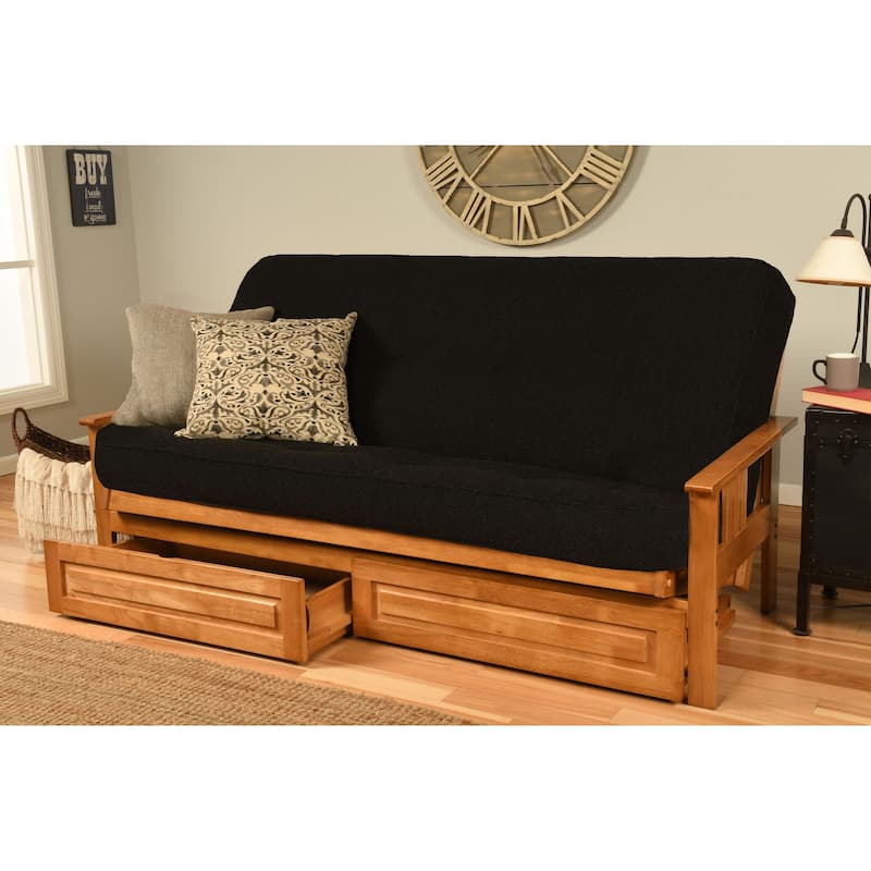 Somette Monterey Butternut Full-size Storage Futon Set with Mattress - Canton Black