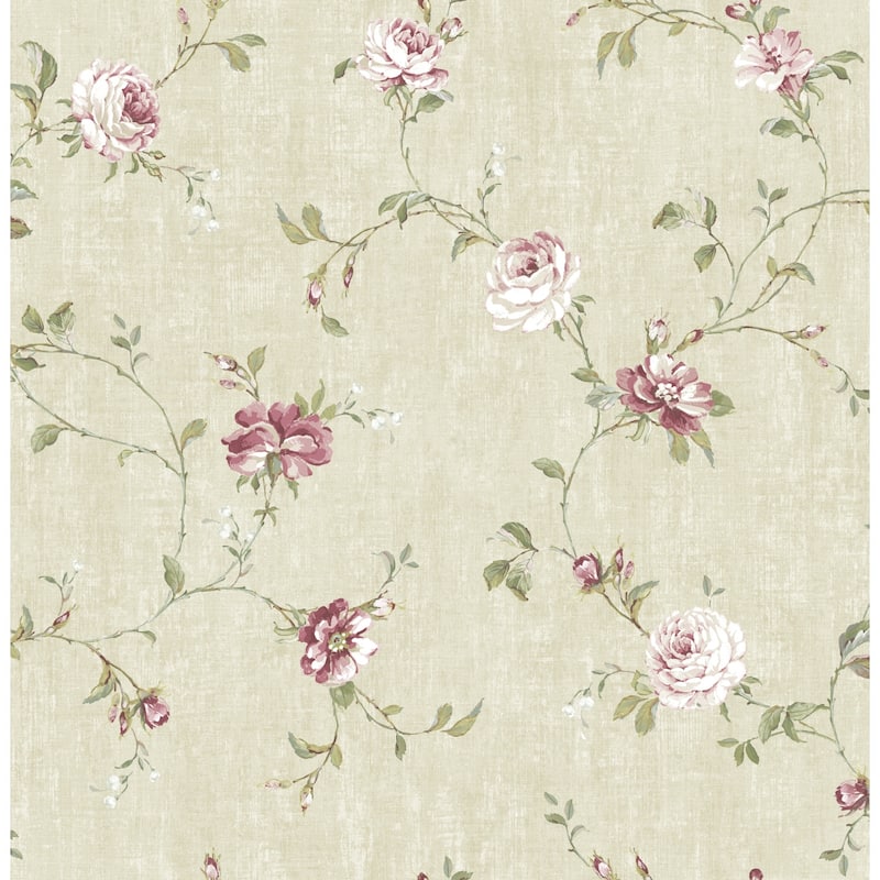 Seabrook Designs Govinda Floral Vine Unpasted Wallpaper - 20.5 in. W x 33 ft. L - Beige