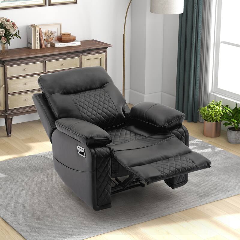Home Theater Seating Manual Recliner with Overstuffed Back and Armrests