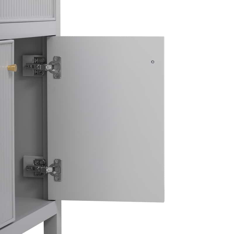 Roomfitters 30" Vanity with Ceramic Sink, Freestanding Cabinet with Soft Closing Doors, Modern Bathroom Design, Grey