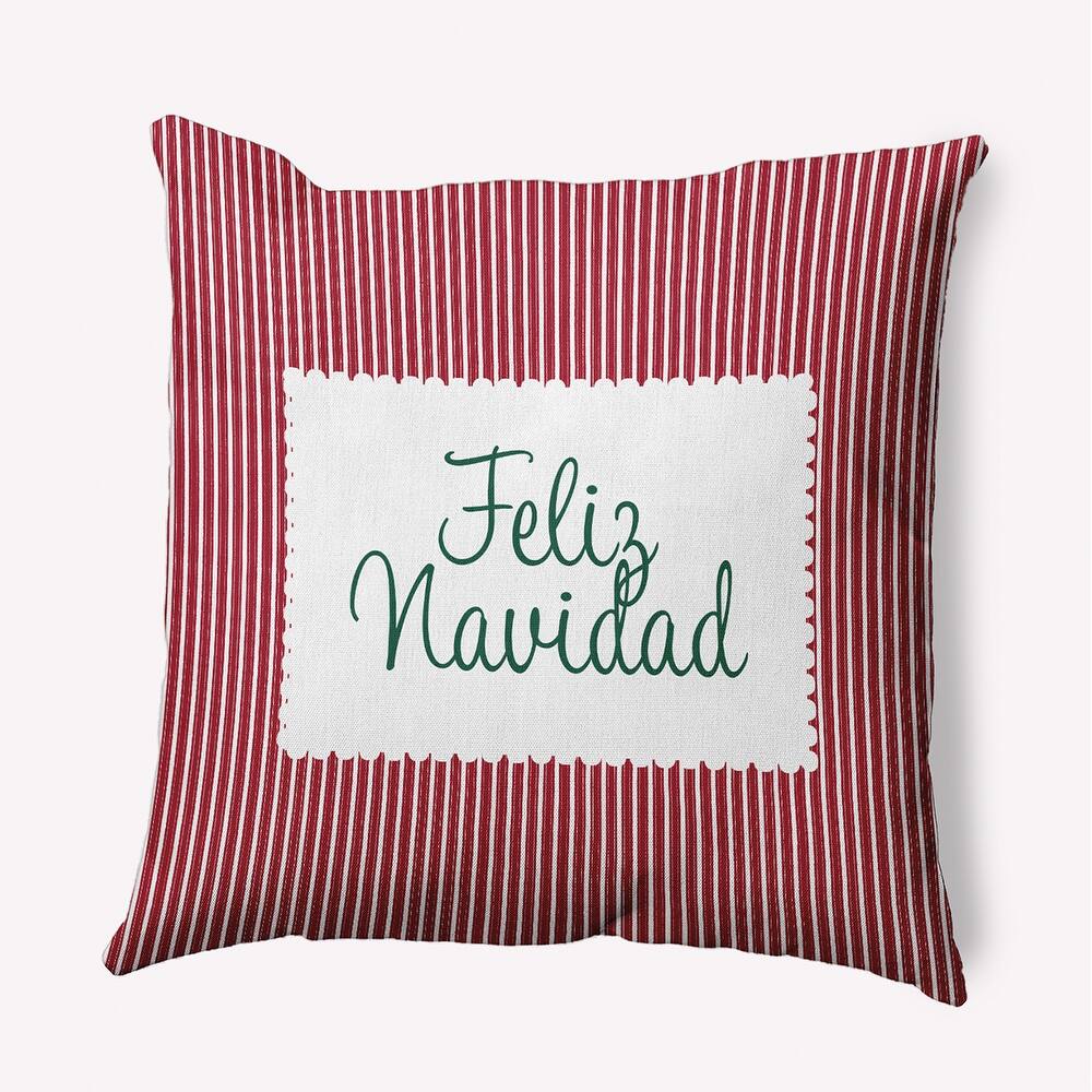 Feliz Navidad Ticking Christmas Accent Pillow