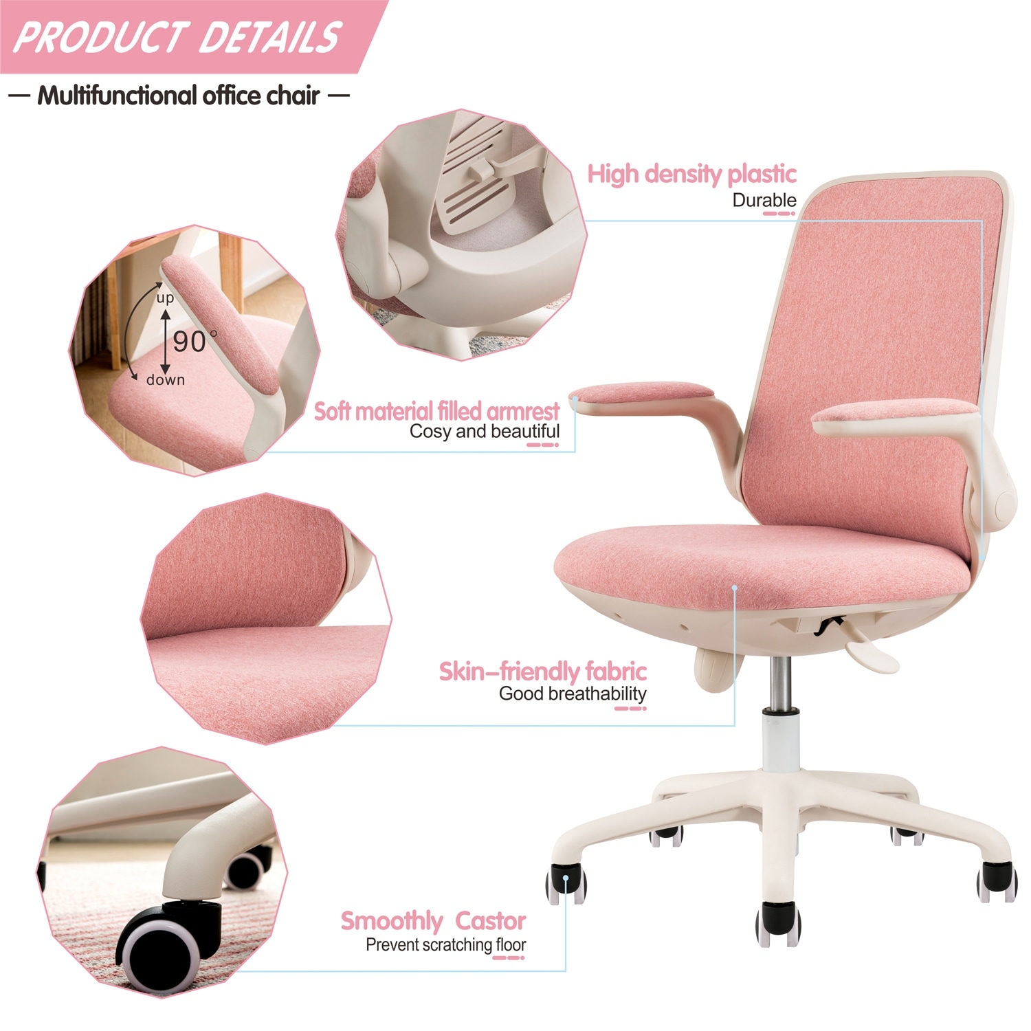 Ovios Cute Desk Chair Fabric Office Chair For Home Or Office Modern Comfortble Nice Task Chair For Computer Desk Overstock 30240836 Velvet desk chair for home office, soft height adjustable 360°swivel computer chair, upholstered guest chair with armrest and wheels for living room/study room/bedroom (pink). ovios cute desk chair fabric office chair for home or office modern comfortble nice task chair for computer desk