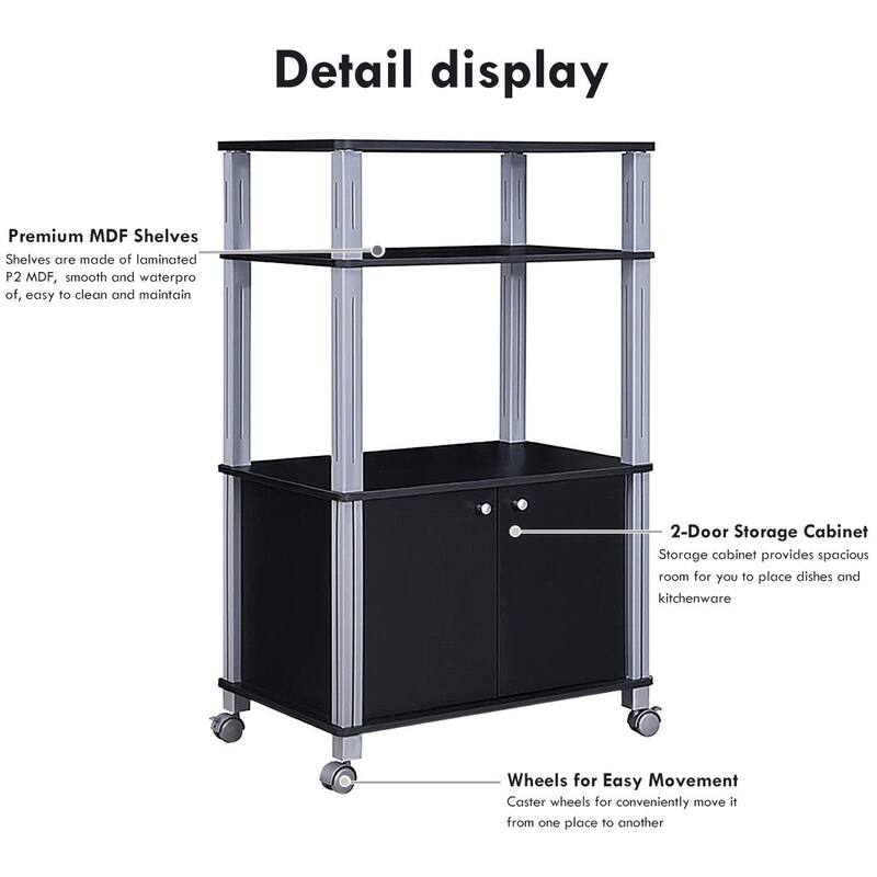 Gymax Bakers Rack Microwave Stand Rolling Storage Cart