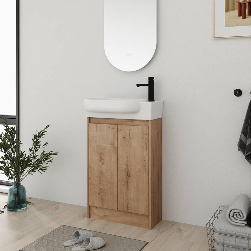 Bathroom Vanity With Sink In 16/18/23 Inch, Floating/Freestanding Bathroom Vanity With Soft Close Door