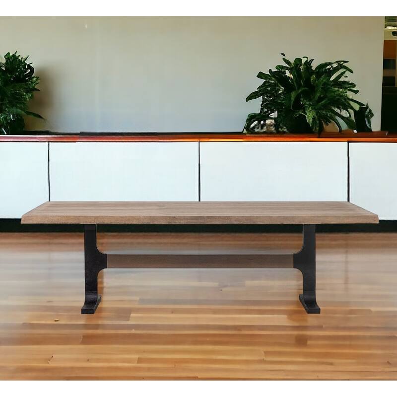 42" Natural And Black Solid Wood And Metal Trestle Base Dining Table - Brown
