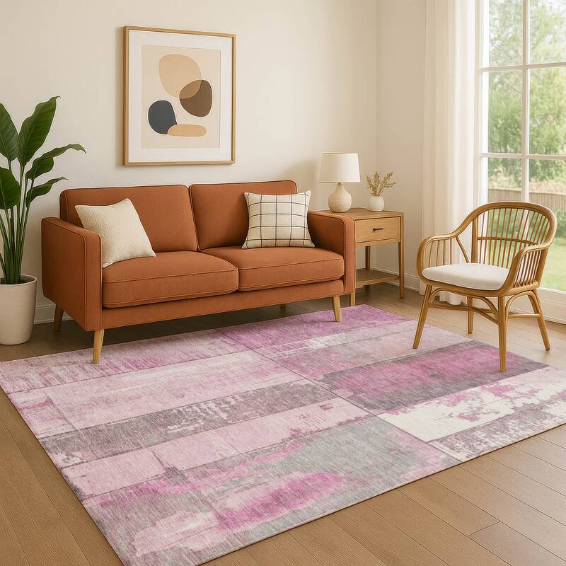 Premium Washable Super Soft Contemporary Styles Mayfield Rug - Pink - 9' x 12'