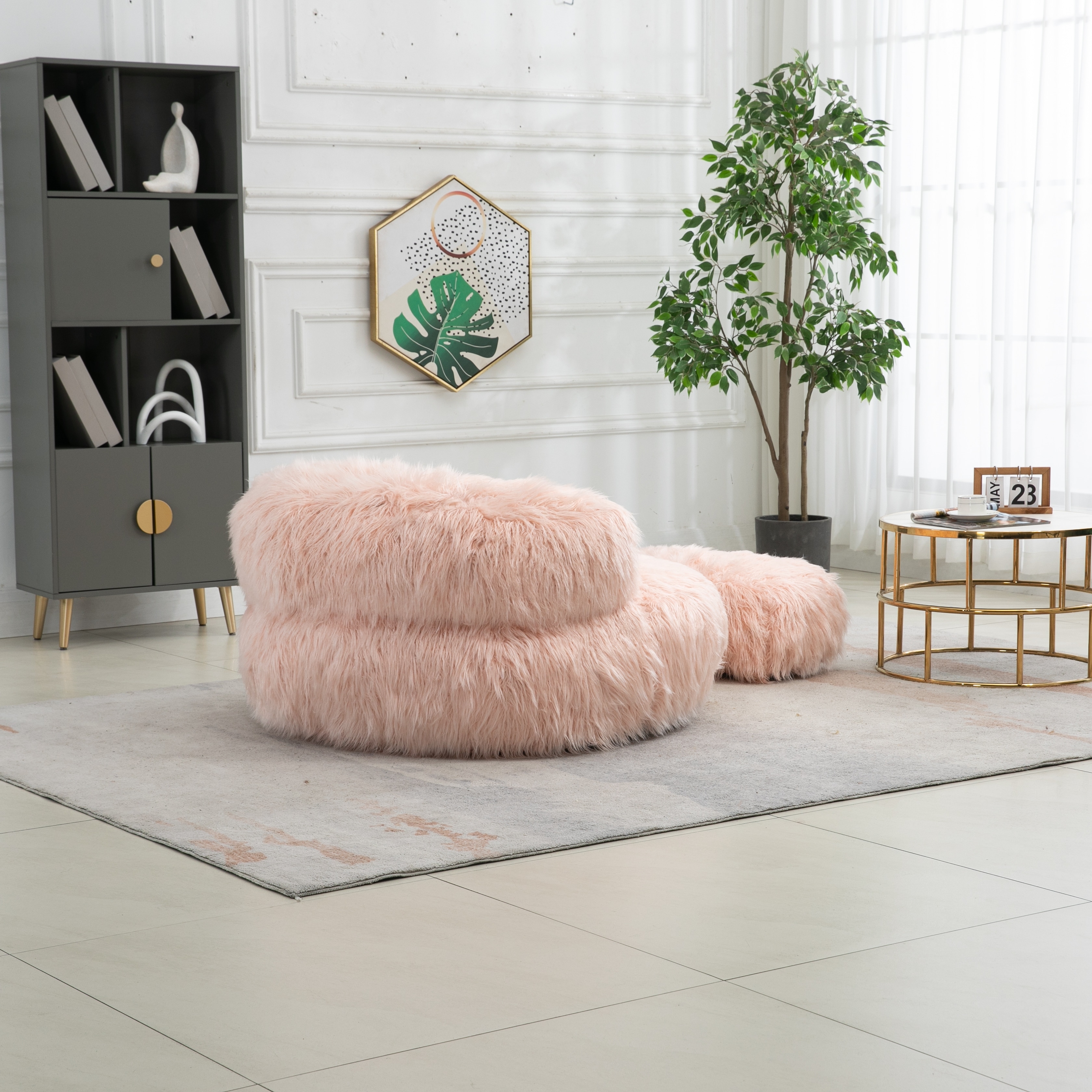 Fluffy pouf chair sales