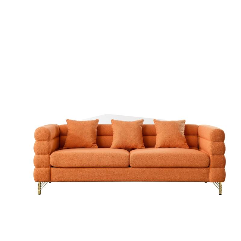 3+2 Teddy Fabric Sofa Combination - Chic Design with 5 Pillows
