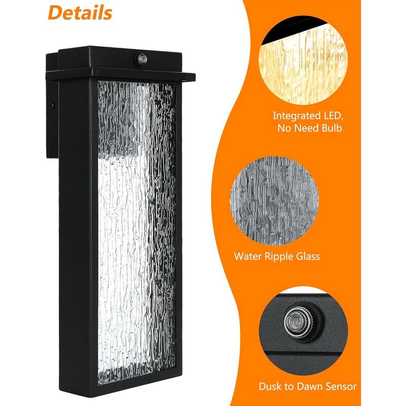 Outdoor Light Fixture Anti-Rust Wall Lantern Sconce, Integrated LED Porch Light