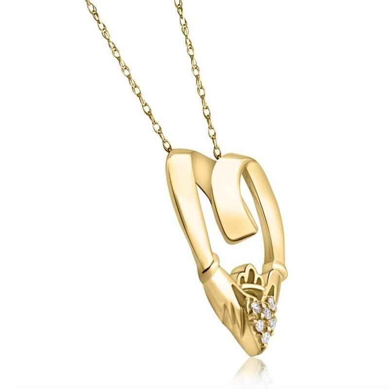 Claddagh Diamond Pendant Yellow Gold