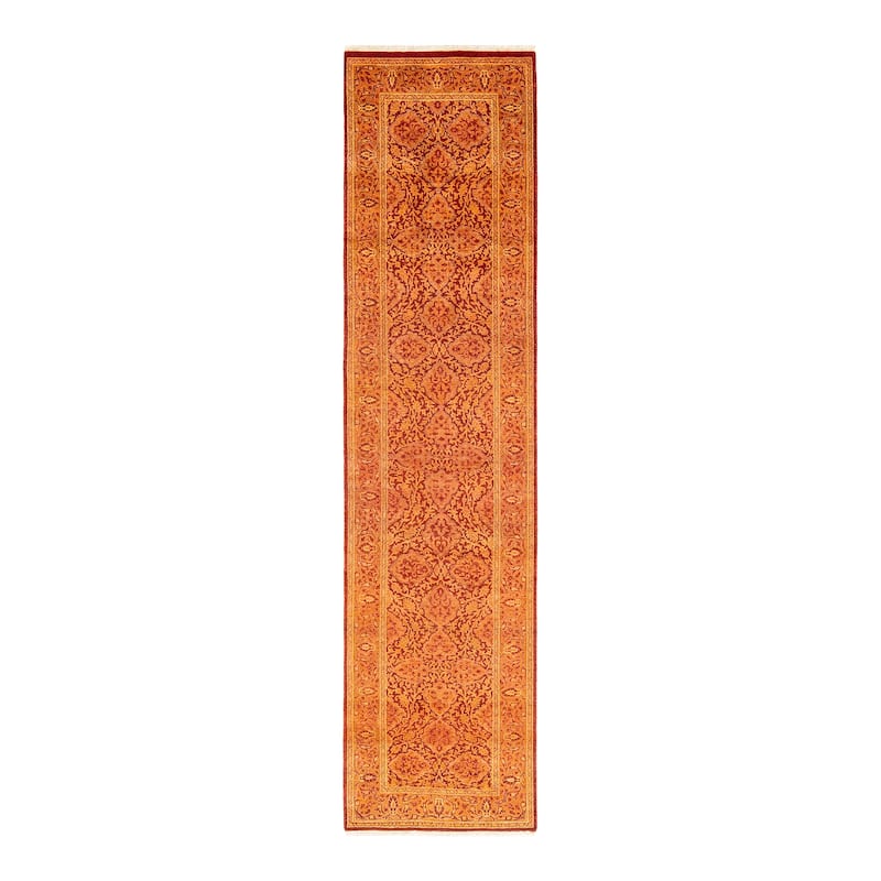 Overton Hand Knotted Wool Traditional Oriental Orange Runner - Rust - Runner