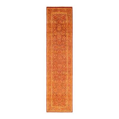 Overton Hand Knotted Wool Traditional Oriental Orange Runner