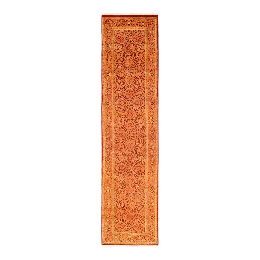 Overton Hand Knotted Wool Traditional Oriental Orange Runner