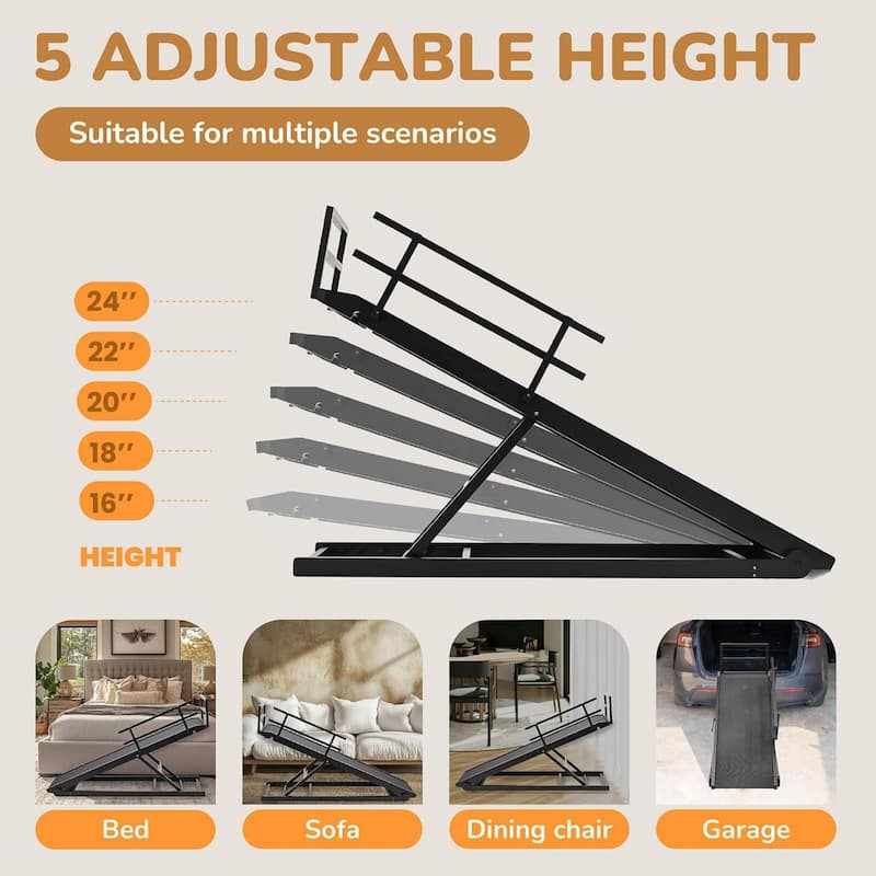 DoCred Folding Non-Slip Rubber Mat Wooden Dog Ramp For High Bed