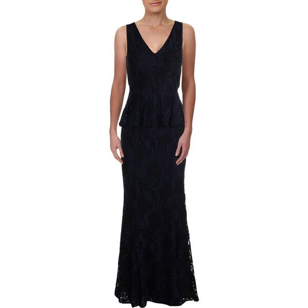 Shop Lauren Ralph Lauren Womens Kynelle Evening Dress Lace Peplum