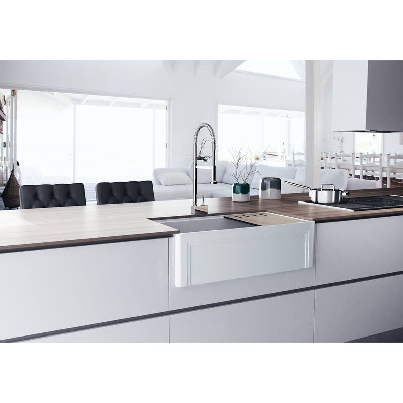 Devon 33in. Fireclay Workstation Reversible Farmhouse Kitchen Sink - 33