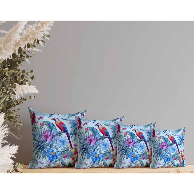 Leafy Lyricist Faux Suede Reversible Throw Pillow Blue and Red