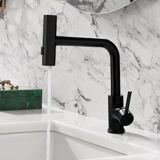 Modern 360 Degree Swivel Single Handle Bathroom Faucet with Pull Out Sprayer 3-Function Mode