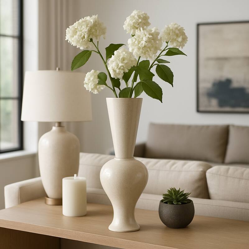 Stoneware Decorative Vase Oversized Tall Flower Sculptural Pedestal