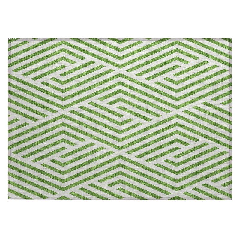 Machine Washable Indoor/ Outdoor Modern Diamonds Chantille Rug