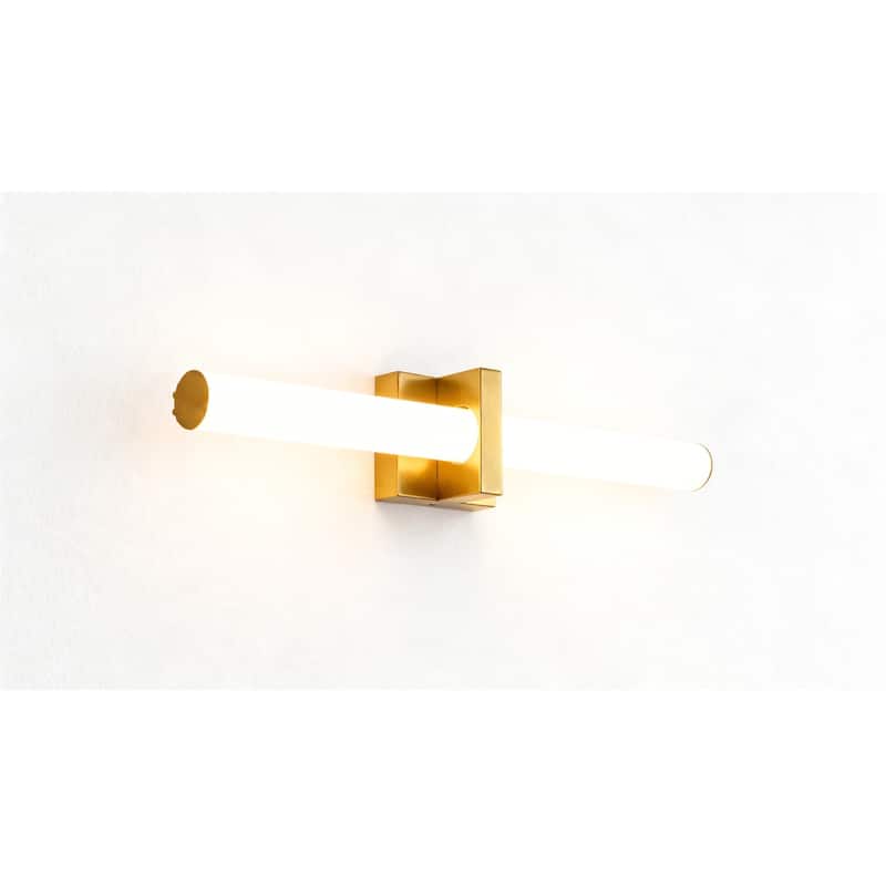 1-Light Satin Brass LED Wall Sconce With A Frosted Opal Glass Shade