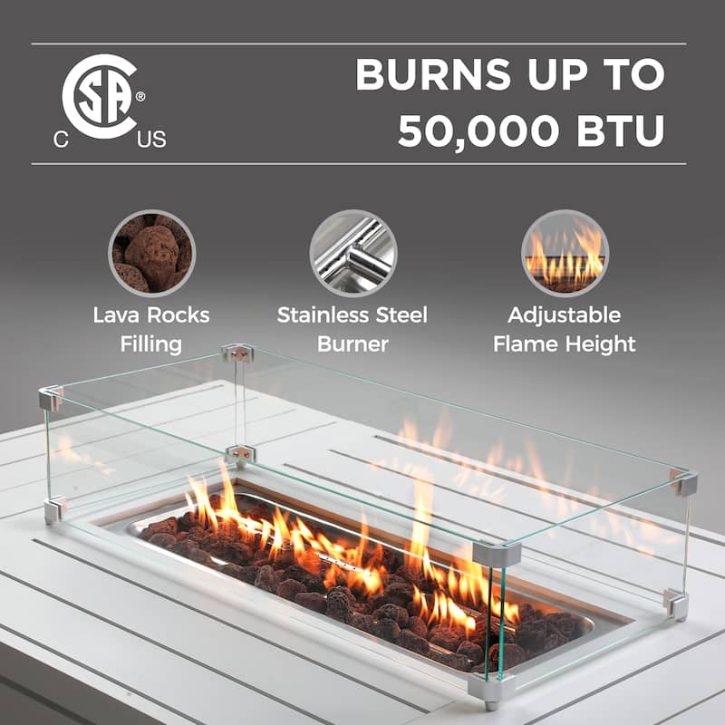 4 Pcs Patio Conversation Set with Propane Firepit