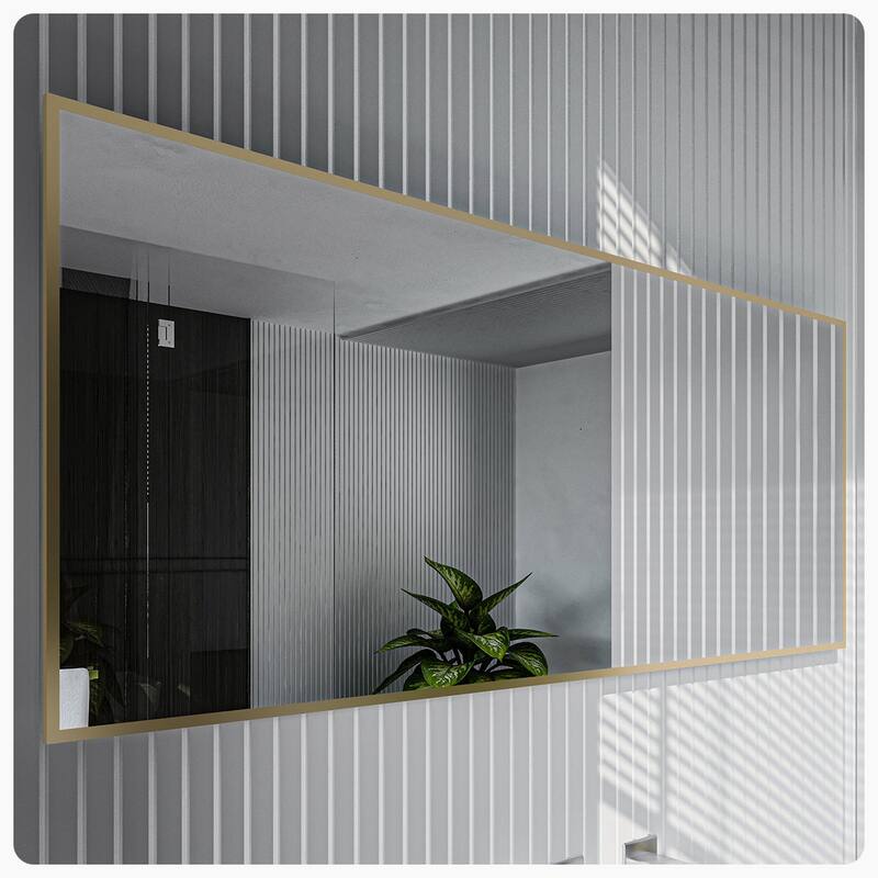 Eviva Gold 72" x 30" Rectangular Gold Metal Framed Mirror