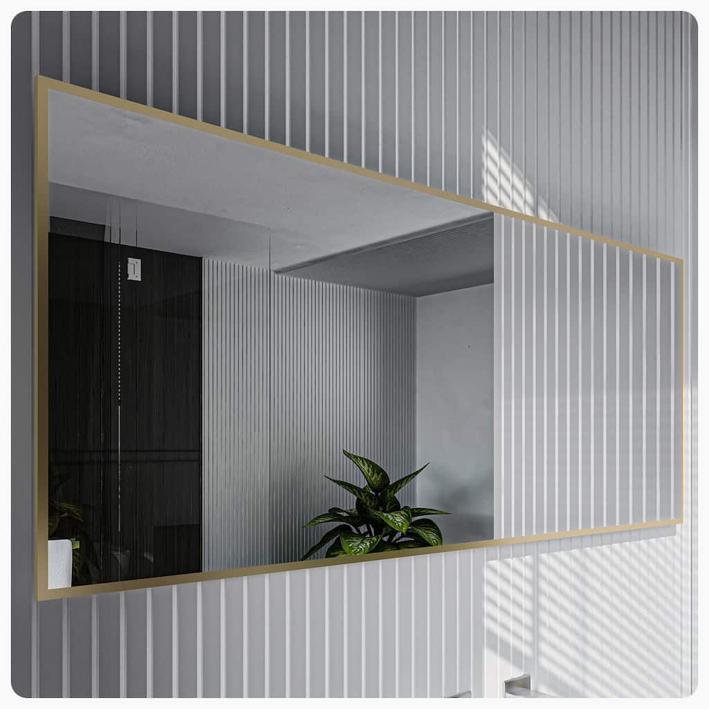 Eviva Gold 72" x 30" Rectangular Gold Metal Framed Mirror