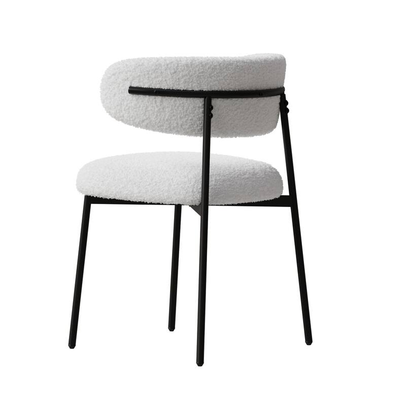 Modern Teddy Velvet 2 Piece Kitchen Dining Chair with Upholstered, Metal Legs for Dining Room Living Room Bedroom, White