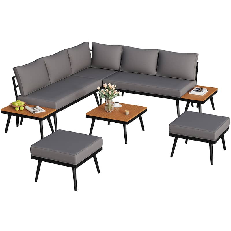 8-Piece Patio Furniture Set with Angled Legs and Cushions