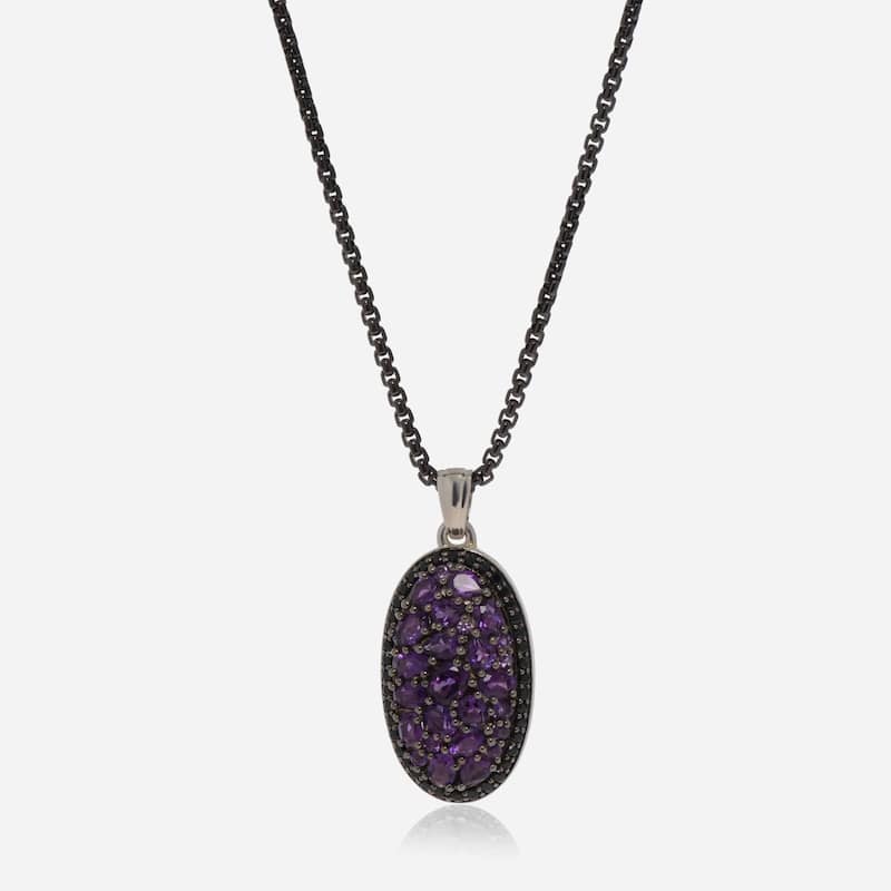 Charles Krypell Roxy Sterling Silver, Black Sapphire 0.62ct. tw. and Citrine Pendant Necklace - Silver - 16