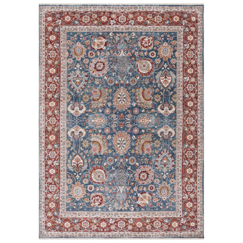 Lauren Ralph Lauren Eriko Traditional Oriental Rug - 6'7" Square - Navy/Red Ivory