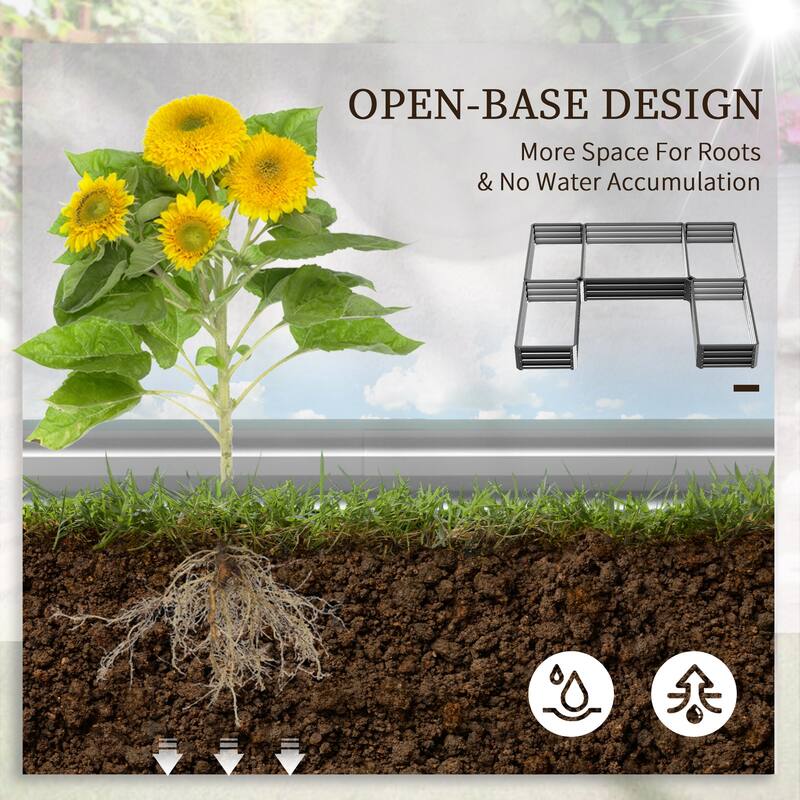 Outsunny 8 x 8' Raised Garden Bed Set, 5 Large Steel Flower Planters for Outdoor Plants, Easy Assembly
