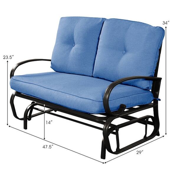 Costway Glider Outdoor Patio Rocking Bench Loveseat Cushioned Seat