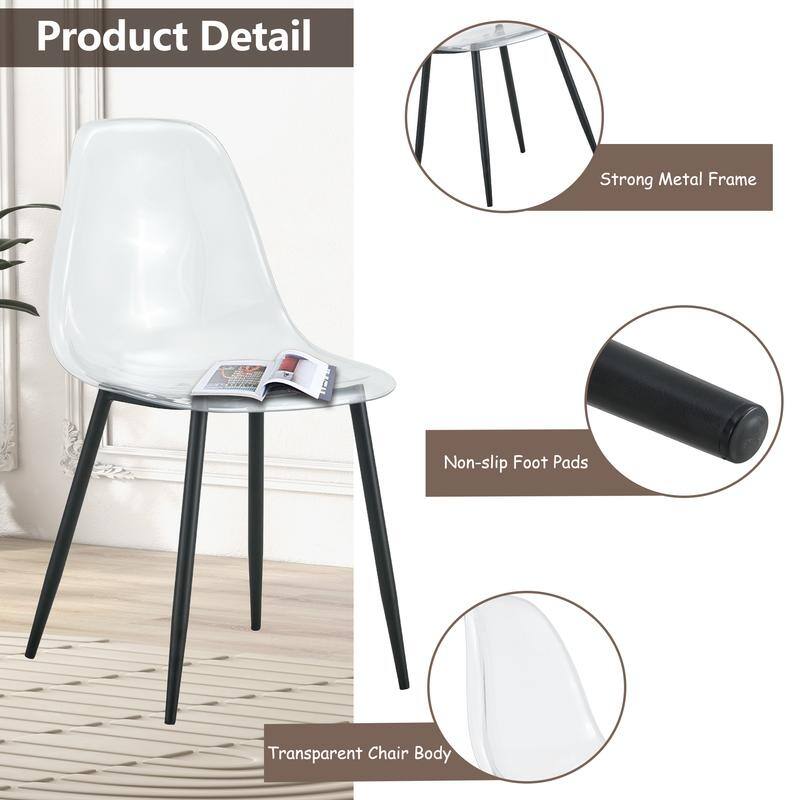 Modern Simple Transparent Dining Chair Set of 4
