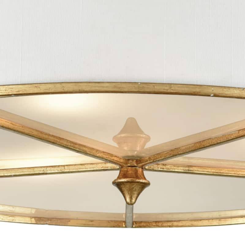 Elk Home Ceramique Antique Gold With White Shade 3 Light Semi Flush