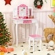 preview thumbnail 6 of 7, Kids Princess Makeup Dressing Table with Polka Dot Design for Pretend Play - 24" L x 11" W x 38.5" H