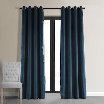 EFF Midnight Blue Grommet Velvet Blackout Single Curtain (1 Panel)