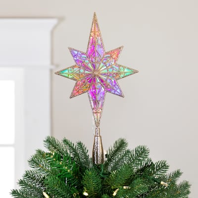 LED Star of Bethlehem Christmas Tree Topper - 14.5" - Champagne Gold - Multi Lights