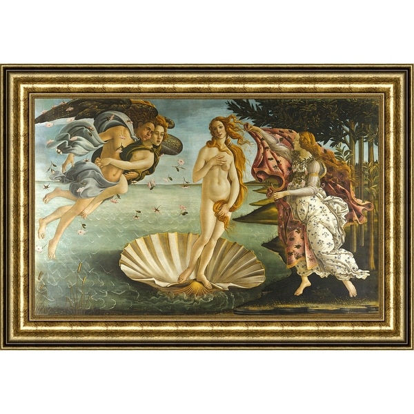 No framed canvas oil painting the Birth of Venus with angels on the ocean 36" 