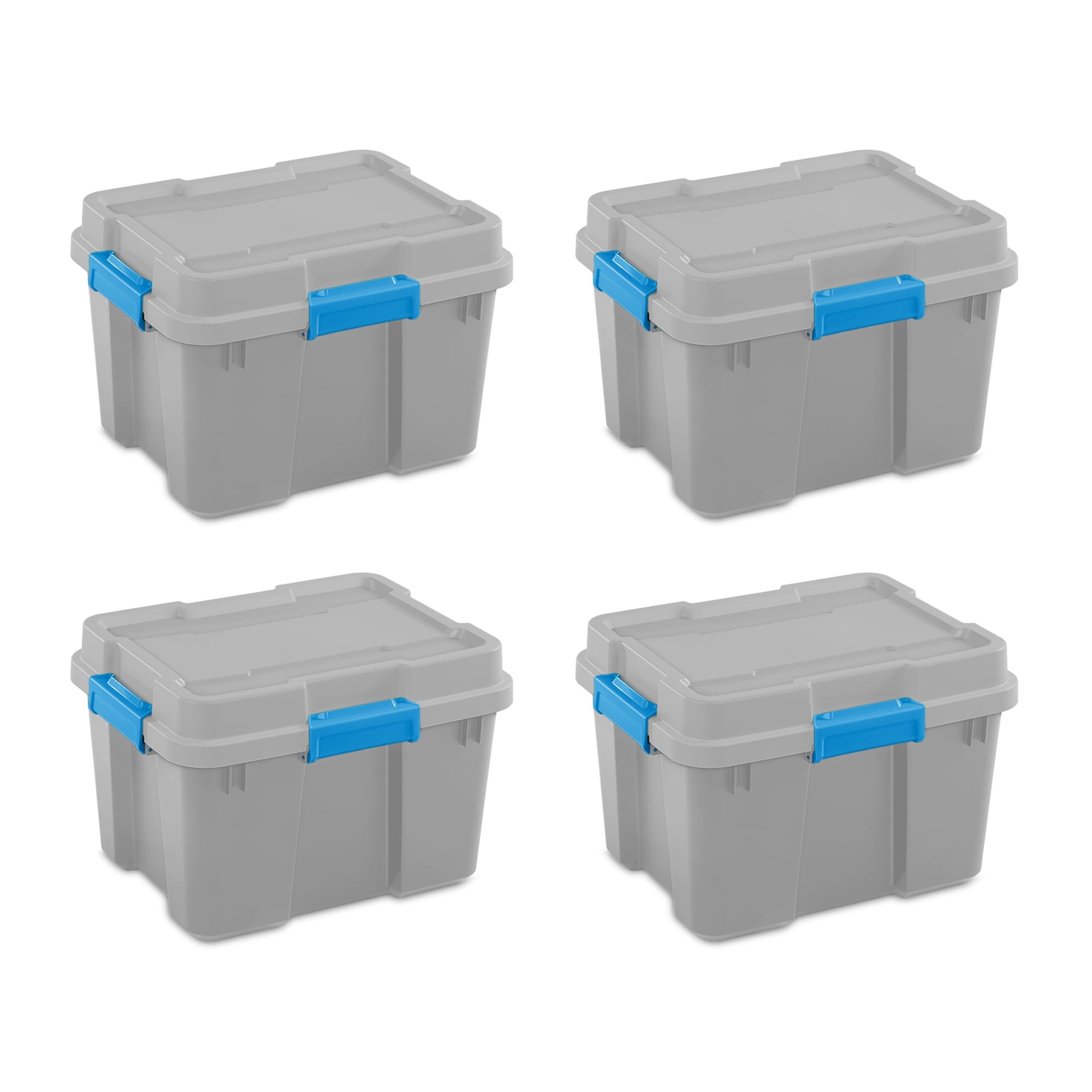 Sterilite 40 Quart Plastic Stacker Box, Lidded Storage Bin Container for  Home and Garage Organizing, Shoes, Tools, Clear Base & Gray Lid, 6-Pack