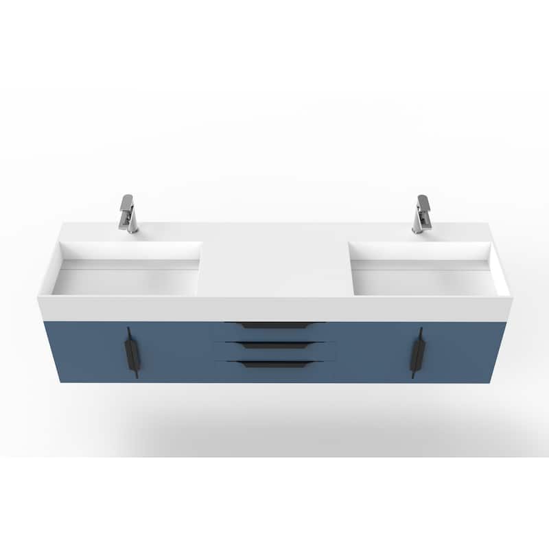 Amazon 72" Wall Mounted Bathroom Vanity Set w/ White Top